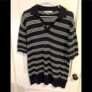 Mr Turk cotton navy cotton sweater polo… large